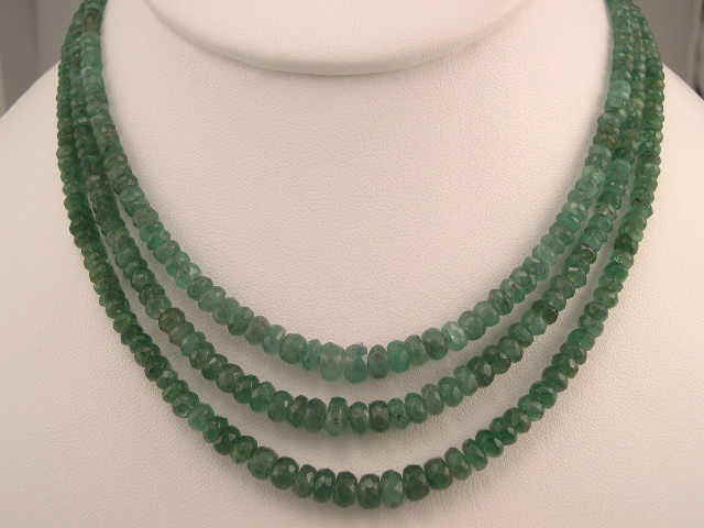 Emerald Faceted Three Layer Necklace