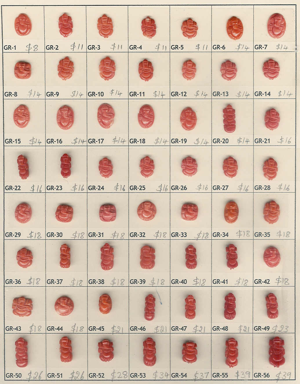 Red Coral Ganesha Stones