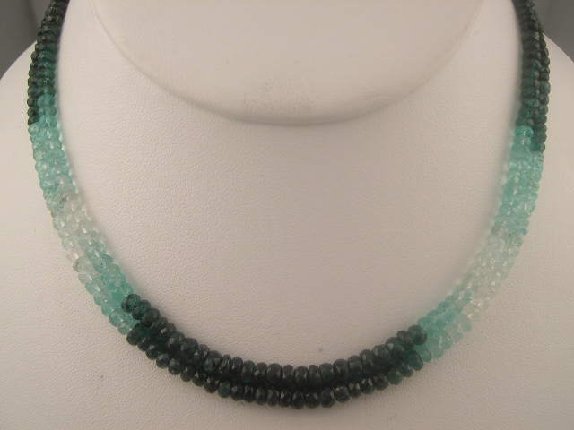 Multi Shade Emerald Necklace - 2 layers