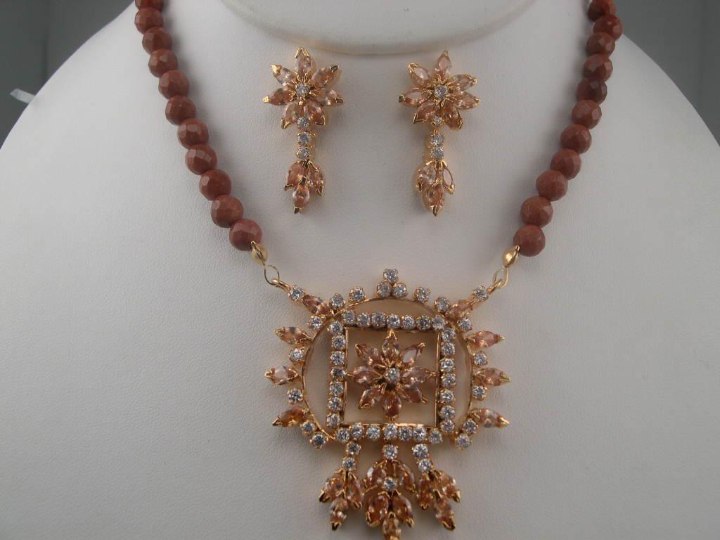 Indian Jewelry- Gold Stone Necklace with Earrings