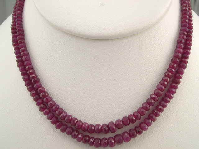 Ruby Faceted Two Layer Necklace